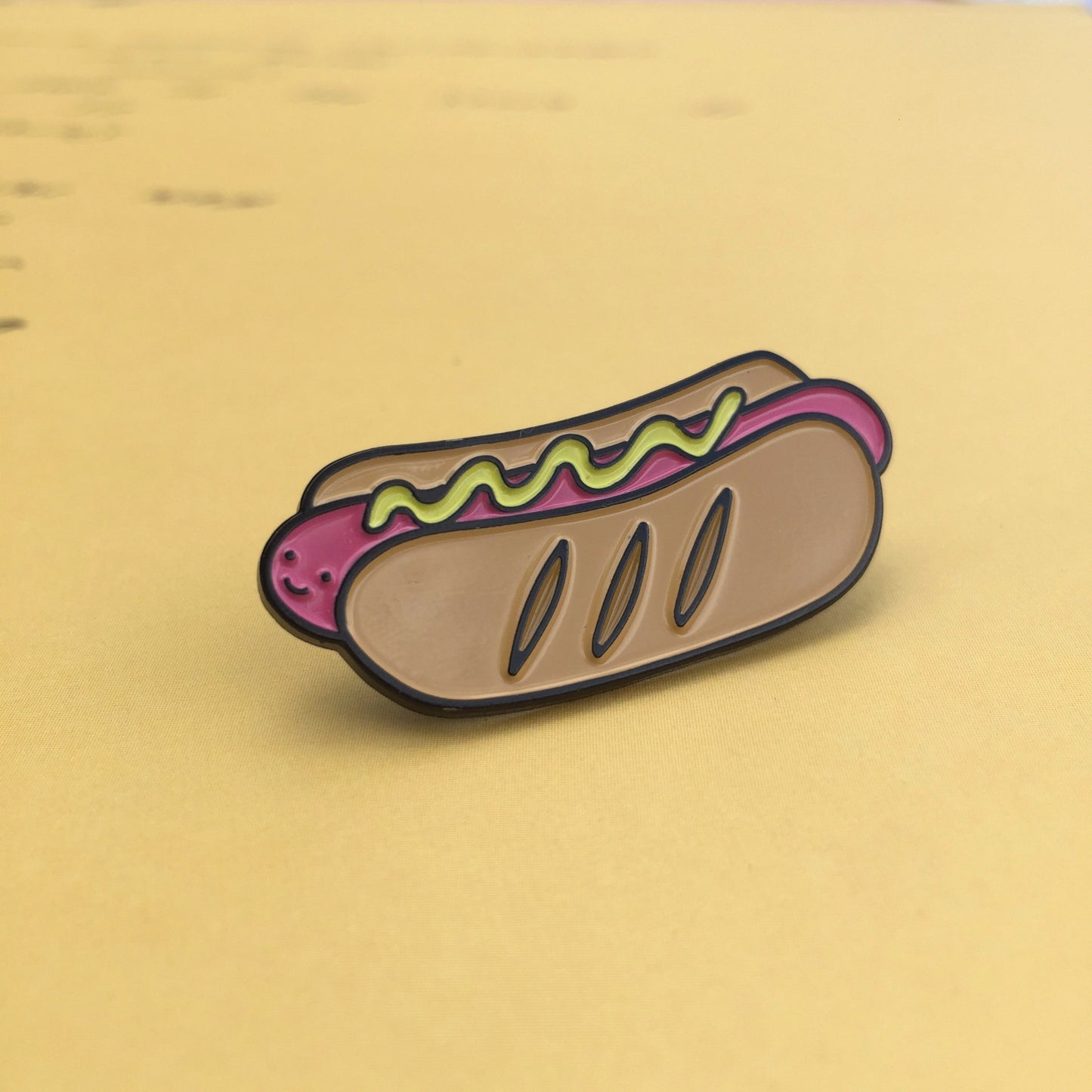 Hiya Hot Dog Enamel Pin