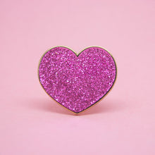 Pink Glitter Hearts Enamel Pin Set